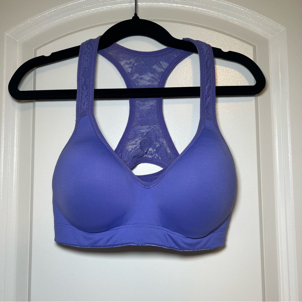 VS PINK Purple Lace Padded Racerback Sports Bra